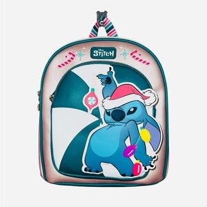 Disney Winter Holiday Christmas Santa Stitch Shimmer Peppermint Mini Backpack